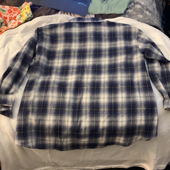 Plaid Print Button Front Overshirt Multicolor S(4) - Picture 2 of 3